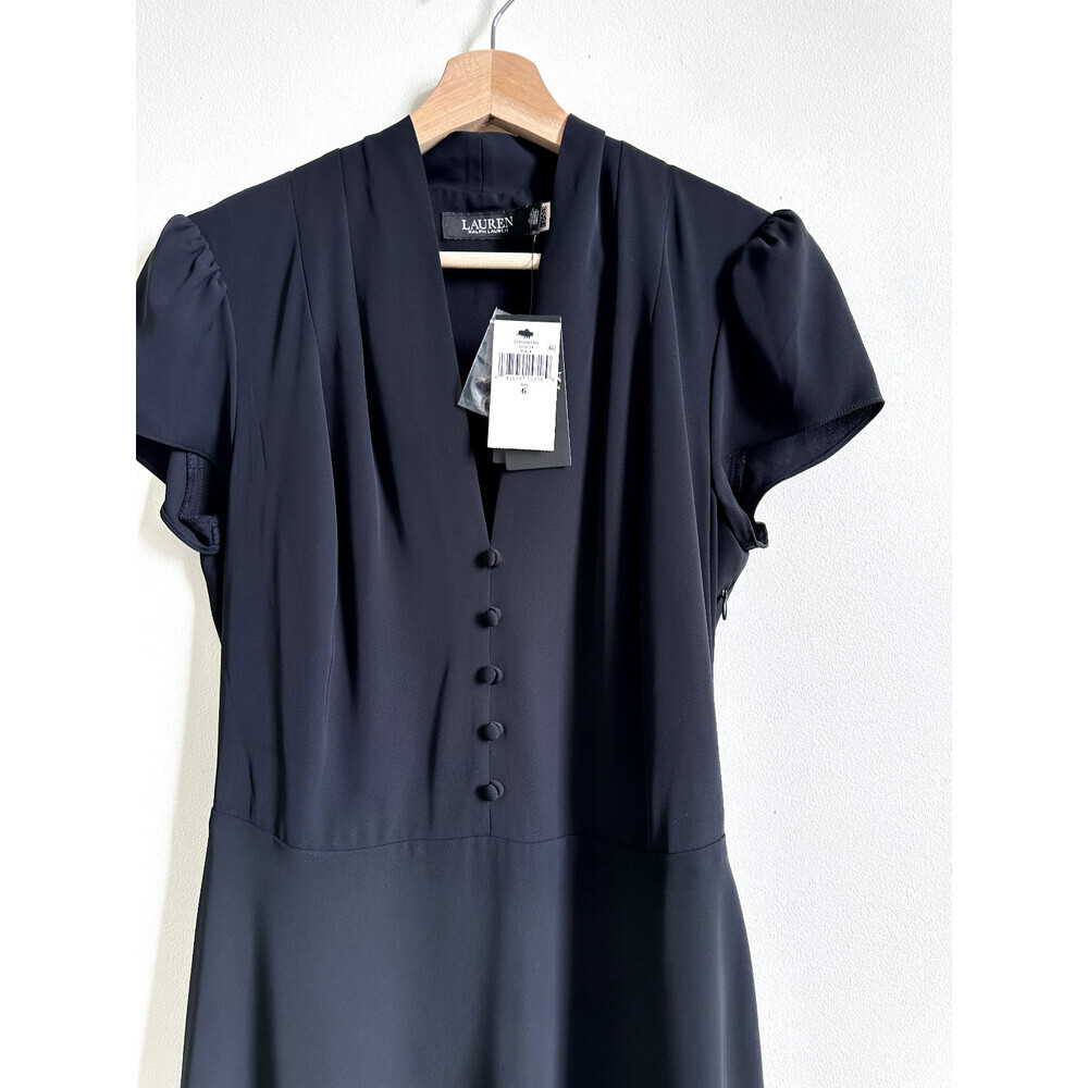 Lauren Ralph Lauren women's SHORT SLEEVE DAYDRESS Belted in black size 6 $220 - Picture 13 of 16